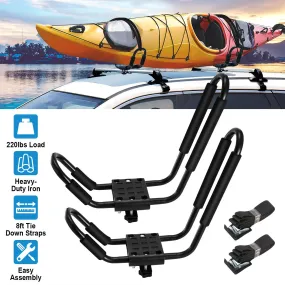 1 Pair Universal J-Bar Kayak Carrier 220LBS Load Heavy Duty Canoe
