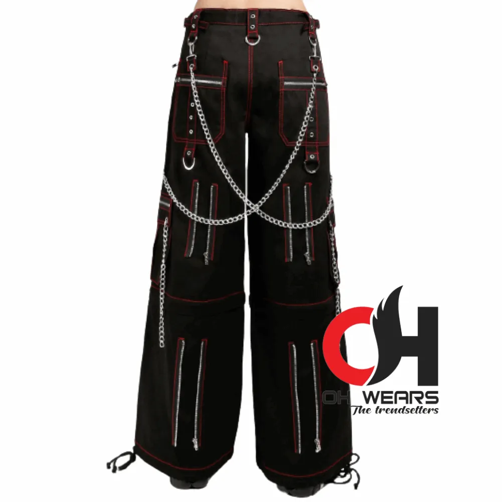 Black Wide Baggy Electro Rave Punk Rock Gothic Chain Pants