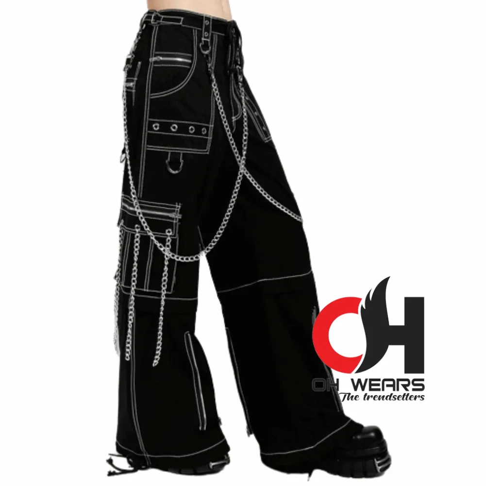 Black Wide Baggy Electro Rave Punk Rock Gothic Chain Pants