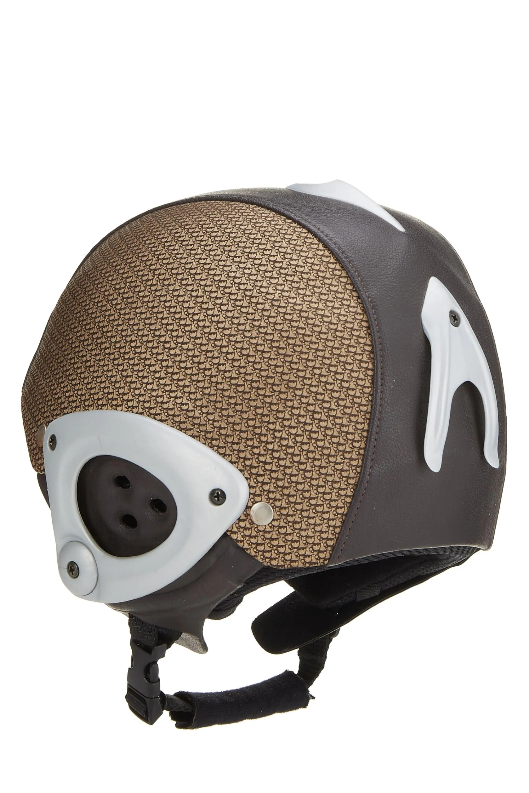 Dior,  Brown Leather & Plastic Oblique Ski Helmet, Brown