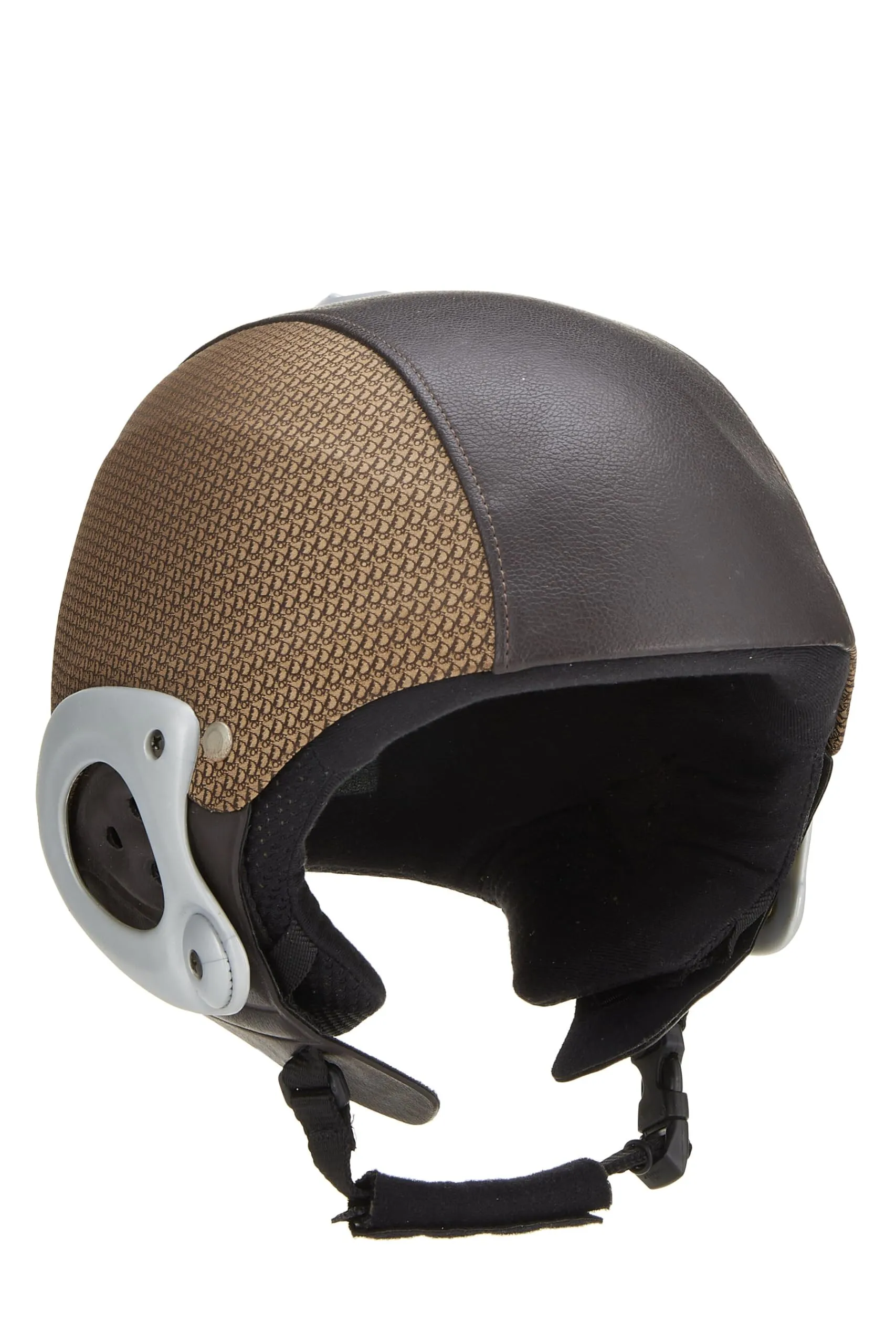 Dior,  Brown Leather & Plastic Oblique Ski Helmet, Brown
