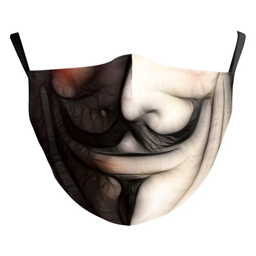 Funny Skull Horror Clown Jack Mouth Cosplay Women's Men Masks Adult Face Protection Dustproof Cycling Breathable Halloween Mask