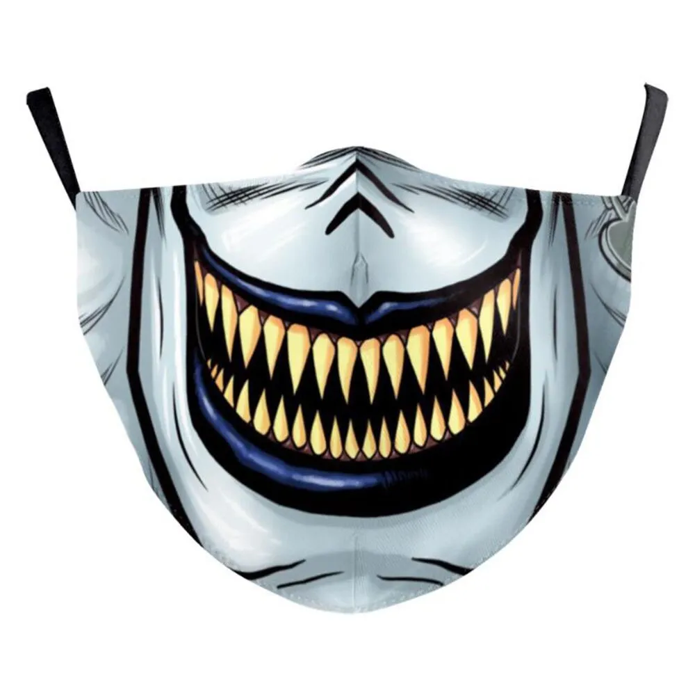 Funny Skull Horror Clown Jack Mouth Cosplay Women's Men Masks Adult Face Protection Dustproof Cycling Breathable Halloween Mask