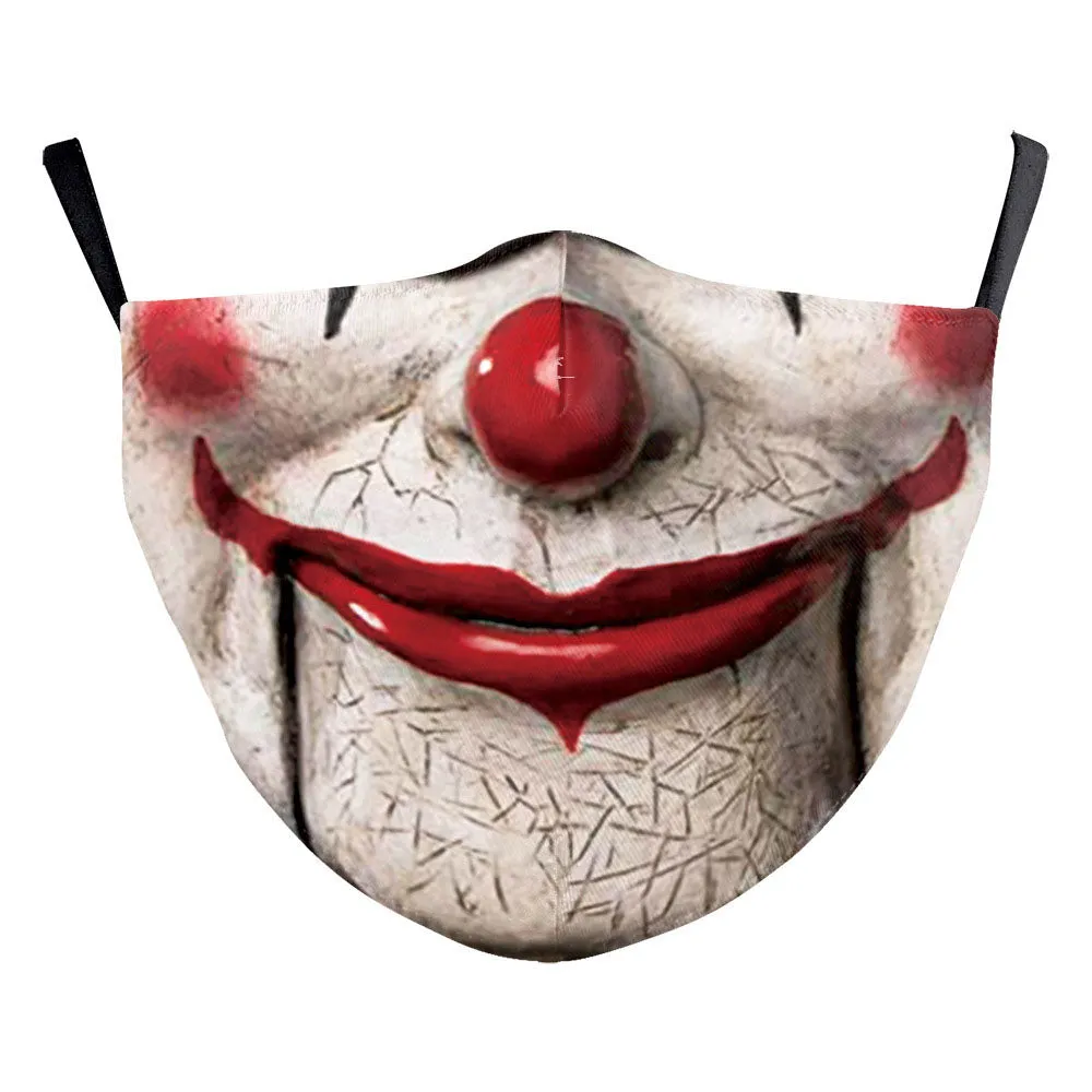 Funny Skull Horror Clown Jack Mouth Cosplay Women's Men Masks Adult Face Protection Dustproof Cycling Breathable Halloween Mask