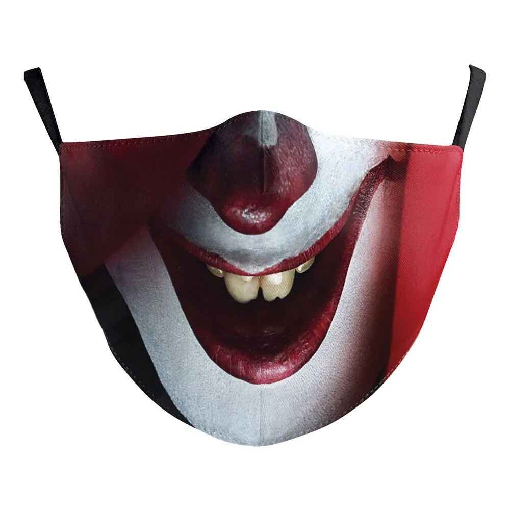 Funny Skull Horror Clown Jack Mouth Cosplay Women's Men Masks Adult Face Protection Dustproof Cycling Breathable Halloween Mask