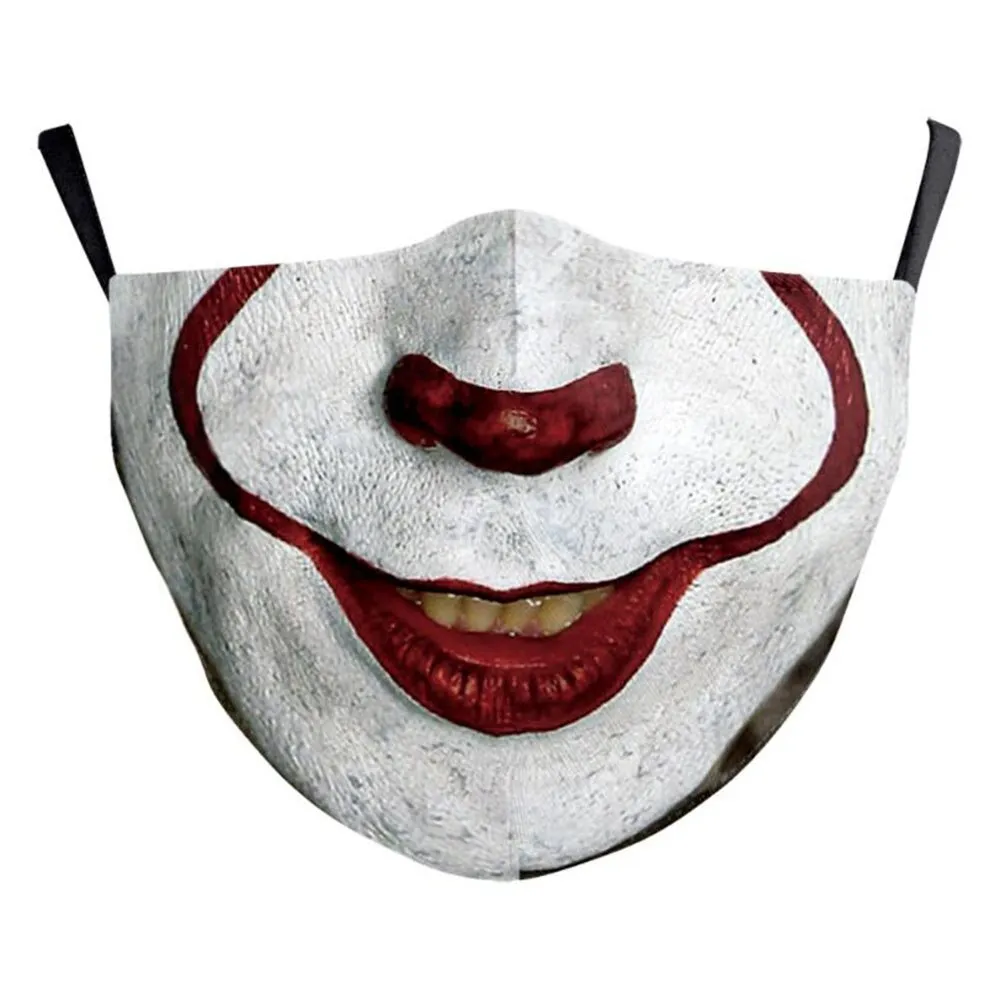 Funny Skull Horror Clown Jack Mouth Cosplay Women's Men Masks Adult Face Protection Dustproof Cycling Breathable Halloween Mask
