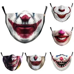Funny Skull Horror Clown Jack Mouth Cosplay Women's Men Masks Adult Face Protection Dustproof Cycling Breathable Halloween Mask