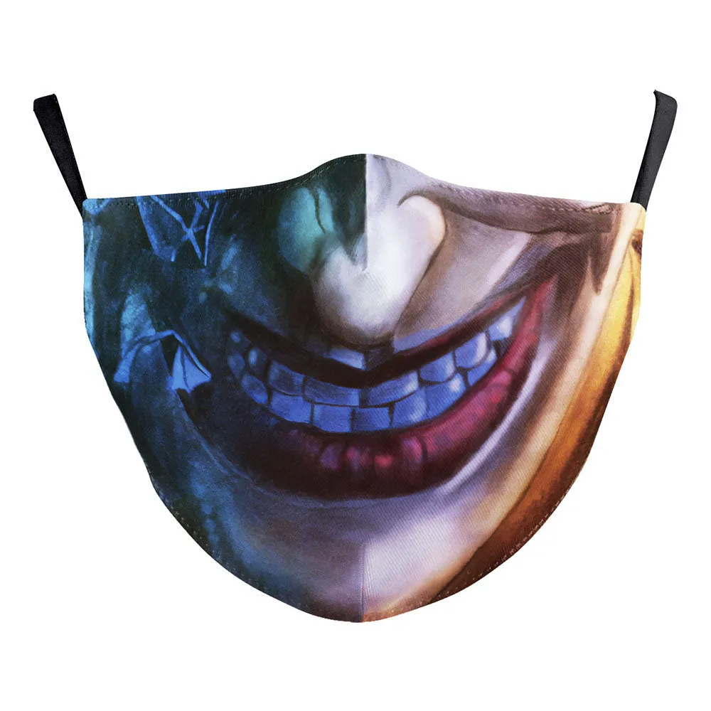 Funny Skull Horror Clown Jack Mouth Cosplay Women's Men Masks Adult Face Protection Dustproof Cycling Breathable Halloween Mask