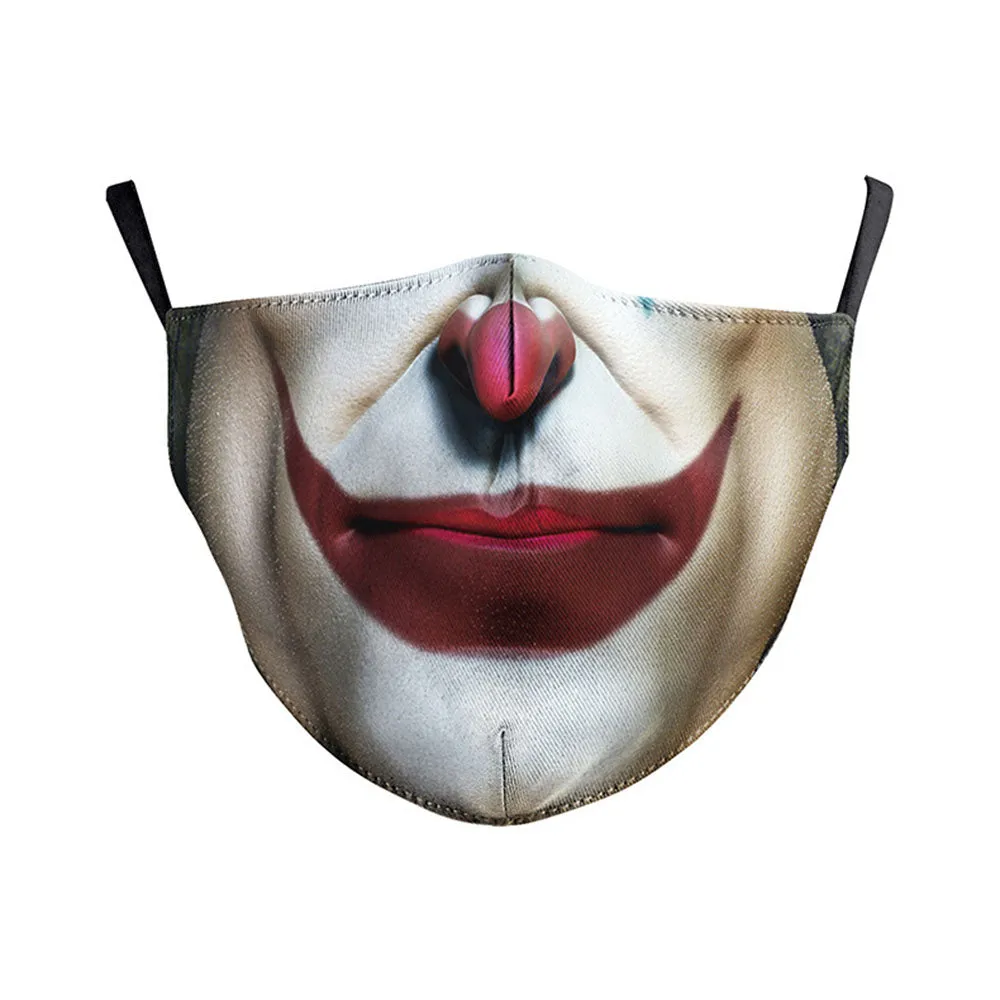 Funny Skull Horror Clown Jack Mouth Cosplay Women's Men Masks Adult Face Protection Dustproof Cycling Breathable Halloween Mask