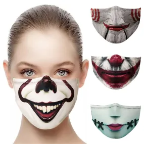 Halloween Death Joker Jack Horror Cospaly Mouth Masks Face-Protection Cycling Spots Breathable Adult Party Mask Women Men Unisex