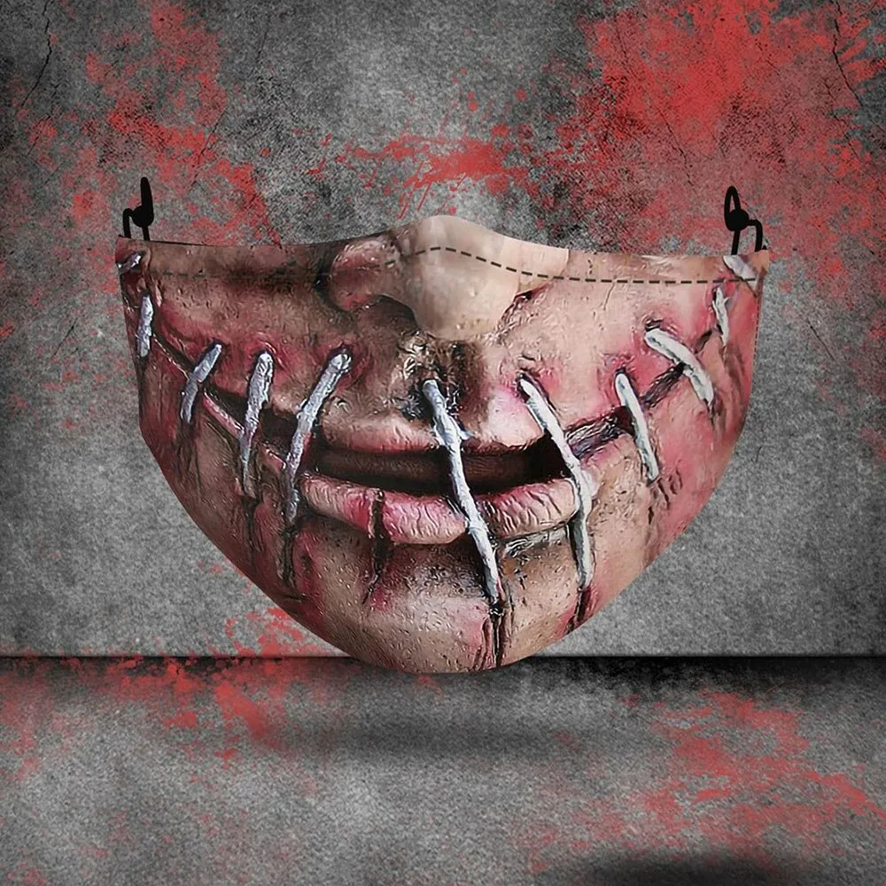 Halloween Death Joker Jack Horror Cospaly Mouth Masks Face-Protection Cycling Spots Breathable Adult Party Mask Women Men Unisex