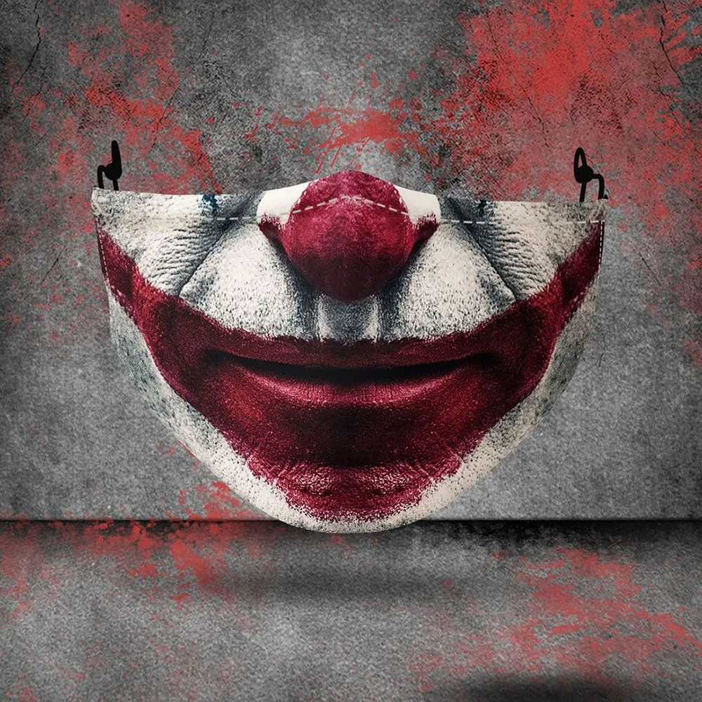 Halloween Death Joker Jack Horror Cospaly Mouth Masks Face-Protection Cycling Spots Breathable Adult Party Mask Women Men Unisex