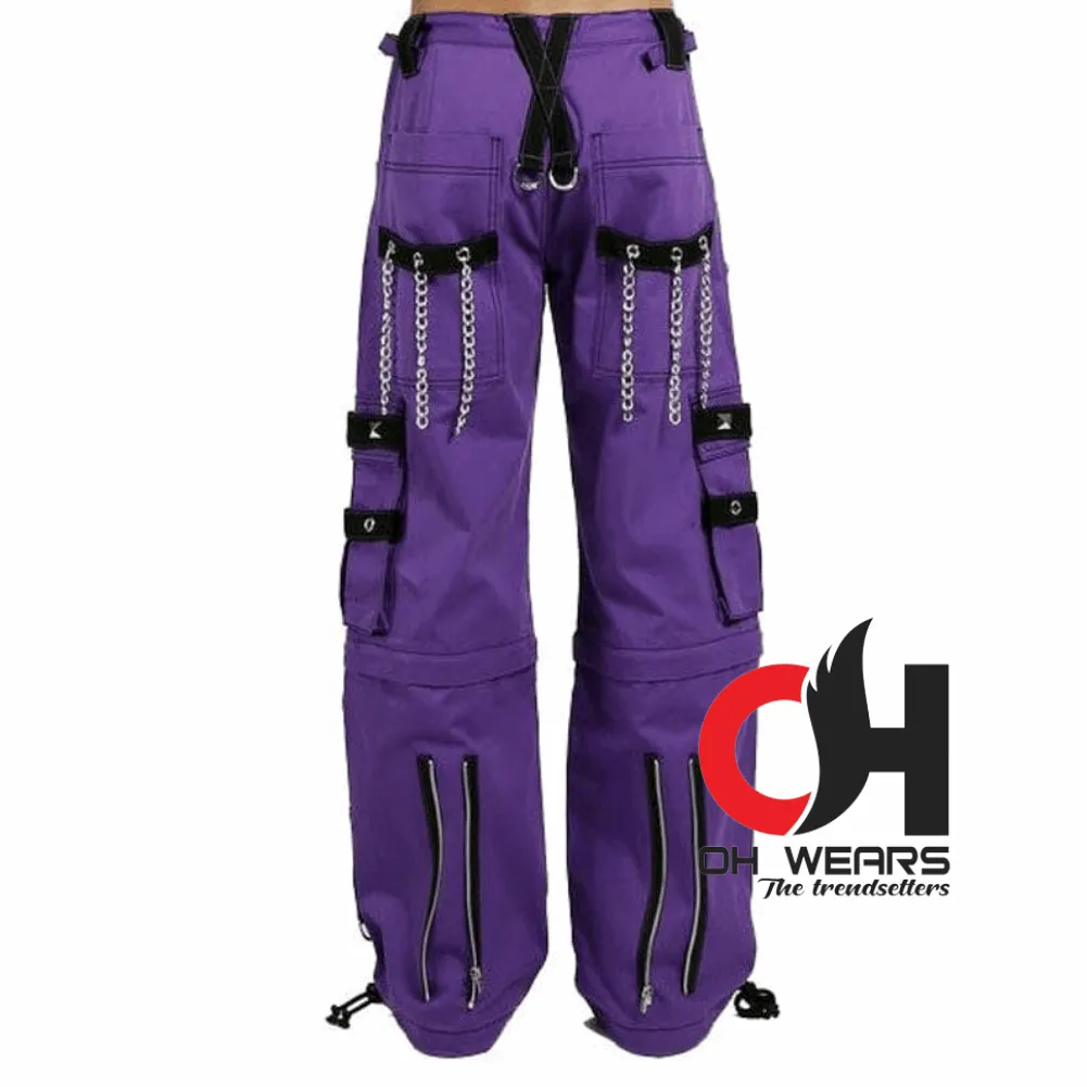 Men Purple Electro Bondage Punk Rave Pants