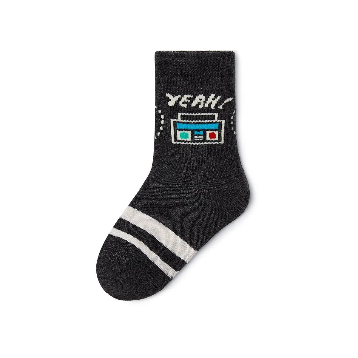 Music On Warm Breathable Boy 5pcs Crew Socks Set