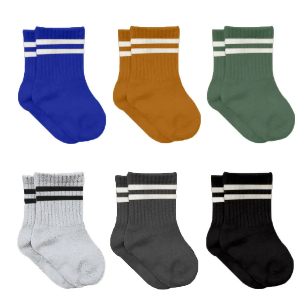 Newborn Boy Cotton Ankle-Hi Socks with Stripes