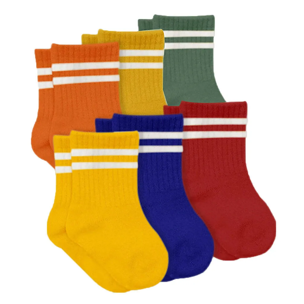 Newborn Boy Cotton Ankle-Hi Socks with Stripes