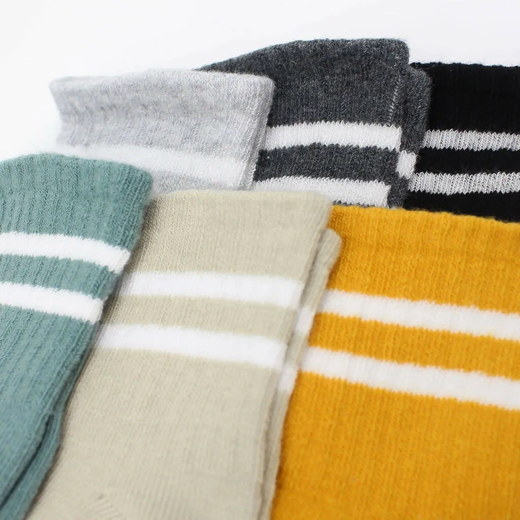 Newborn Boy Cotton Ankle-Hi Socks with Stripes