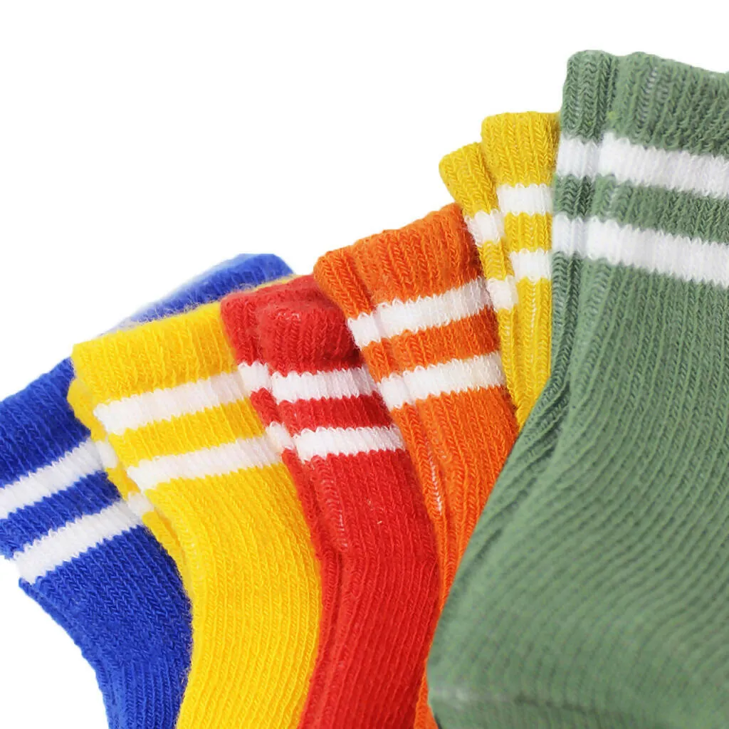 Newborn Boy Cotton Ankle-Hi Socks with Stripes