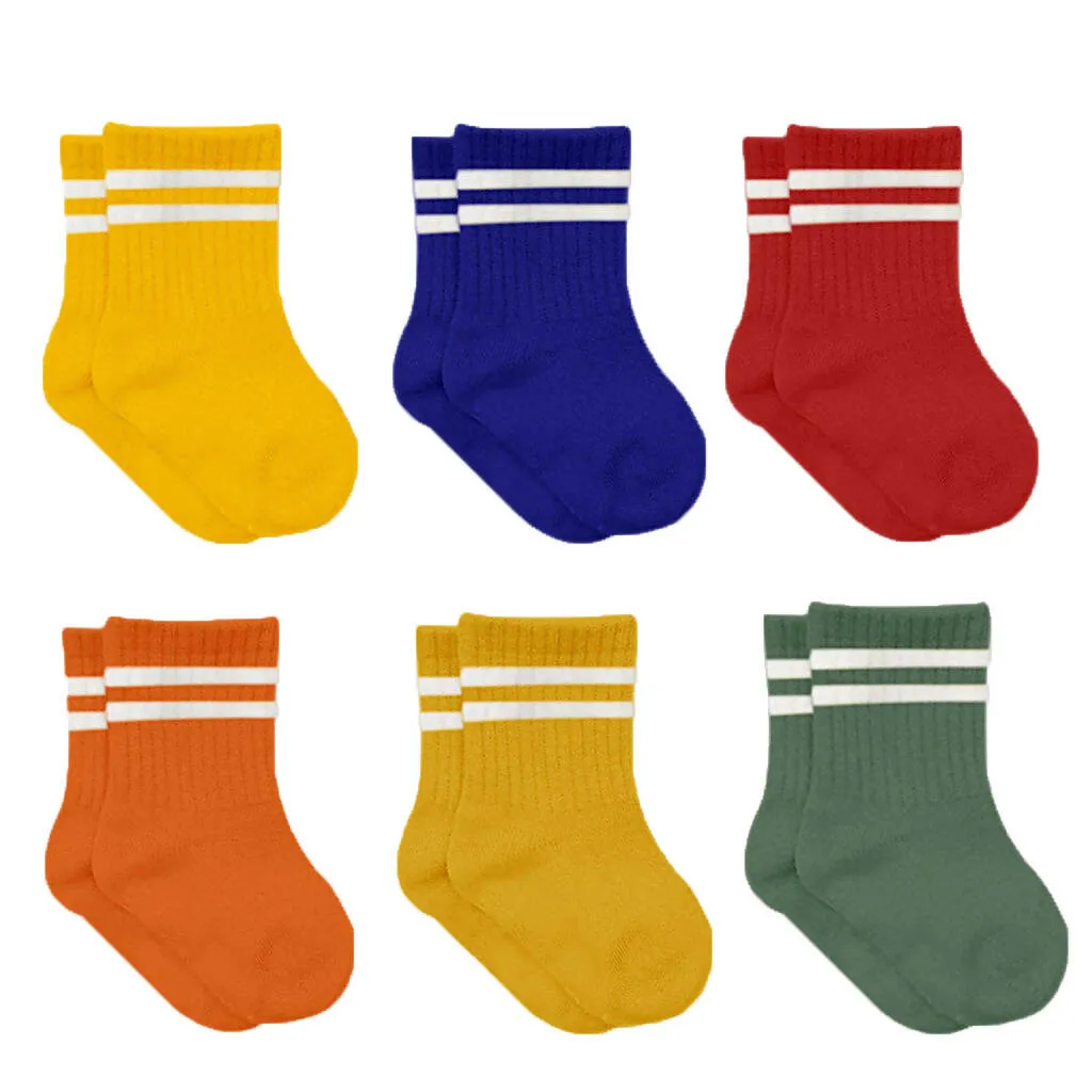 Newborn Boy Cotton Ankle-Hi Socks with Stripes