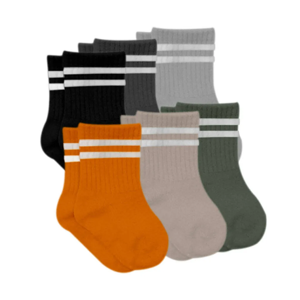 Newborn Boy Cotton Ankle-Hi Socks with Stripes