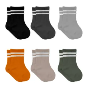Newborn Boy Cotton Ankle-Hi Socks with Stripes