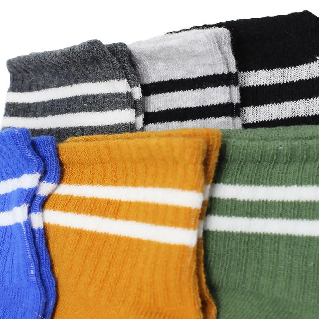 Newborn Boy Cotton Ankle-Hi Socks with Stripes