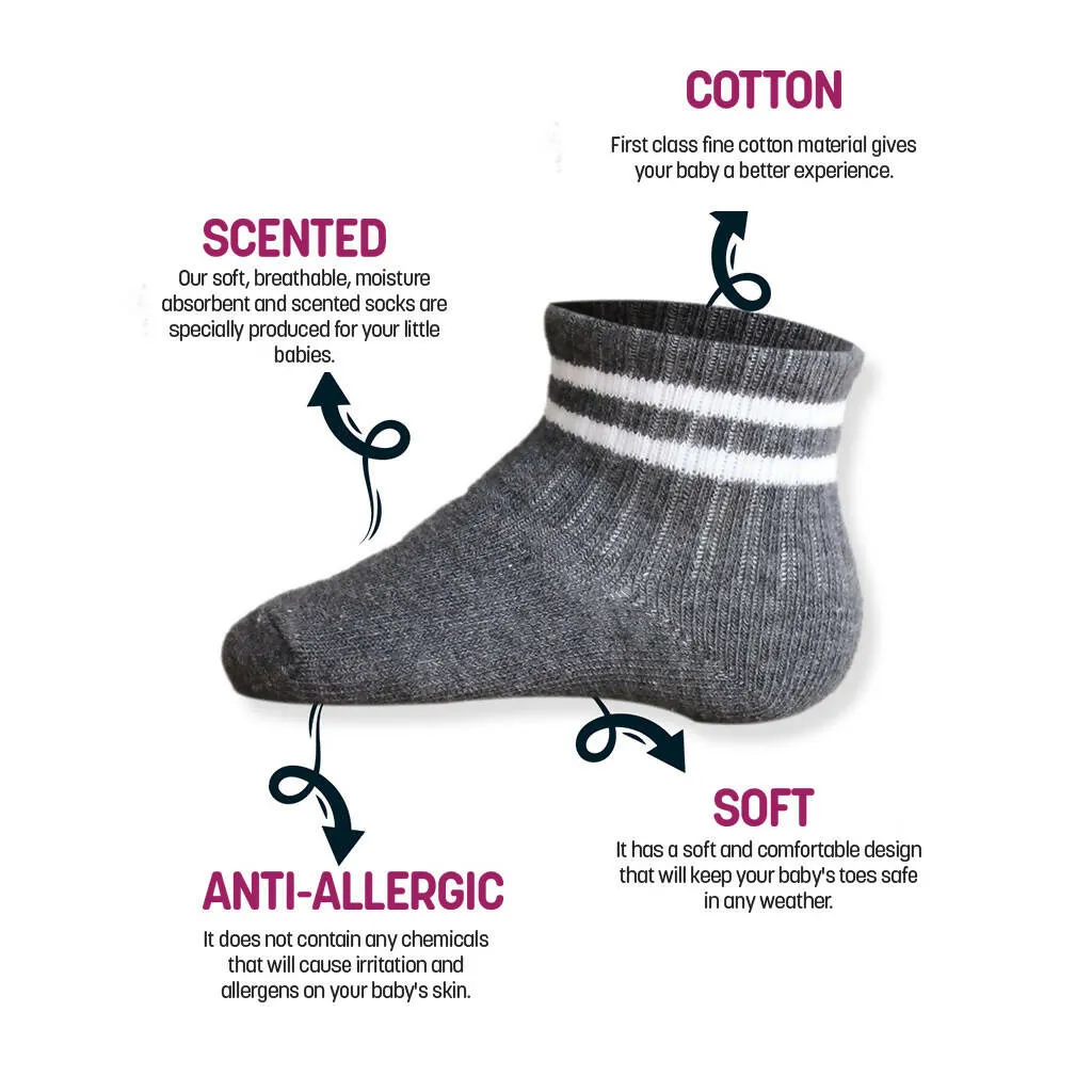 Newborn Boy Cotton Ankle-Hi Socks with Stripes