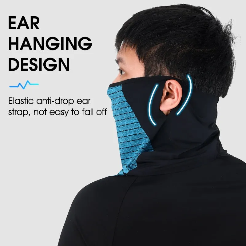 Summer Ice Fabric Cycling Face Mask UV Protection Breathable Sport Scarf Ear Hanging Bike Bandanas Face Mask