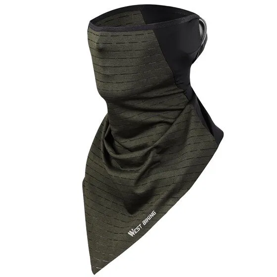 Summer Ice Fabric Cycling Face Mask UV Protection Breathable Sport Scarf Ear Hanging Bike Bandanas Face Mask