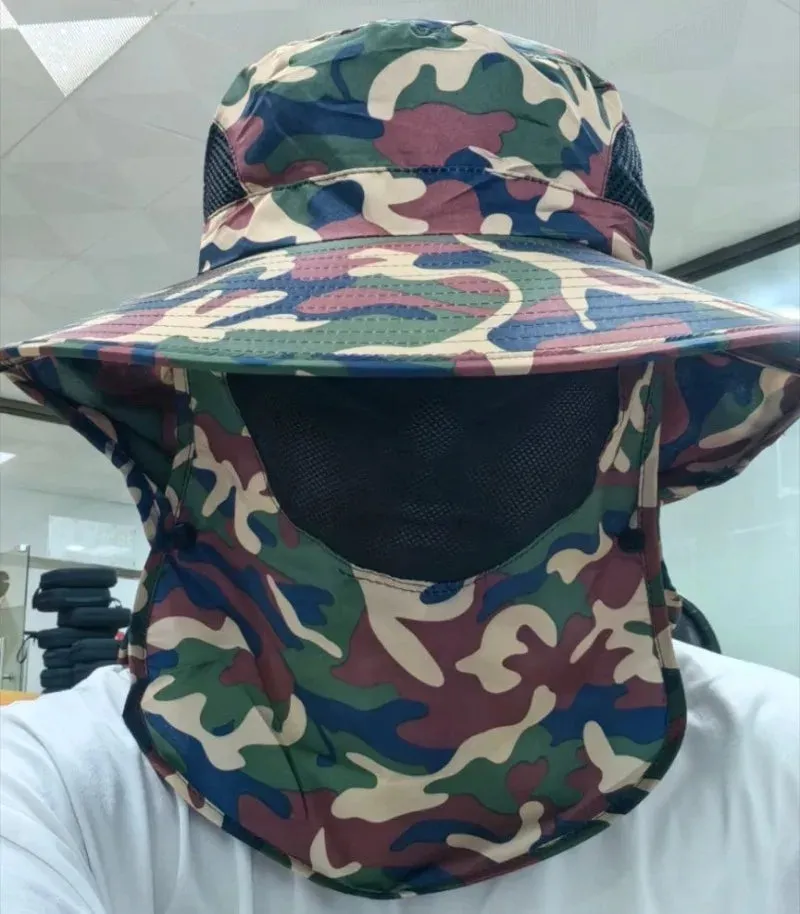 Summer Sun Hats UV Protection Outdoor Hunting Fishing Cap for Men Women Hiking Camping Visor Bucket Hat Removable Fisherman Hat